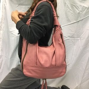 OrYANY Whipstitch Expandable Leather Hobo Bag